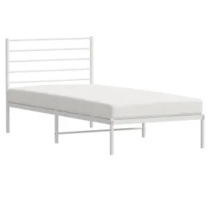 Berkfield Metal Bed Frame with Headboard White 80x200 cm