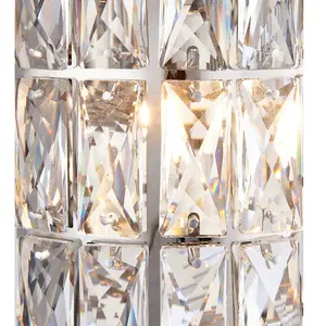 5 Bulb Ceiling Pendant & 2x Matching Flush Wall Light Chrome & Crystal Glass