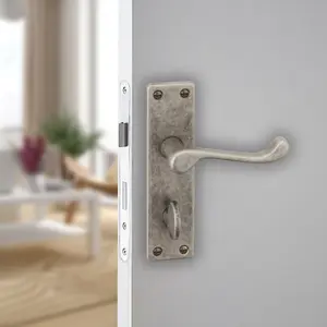 URBNLIVING 150mm Length Victorian Scroll Metal & Pewter Bathroom  Lever Latch Door Handle