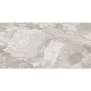 Santiago Gloss Grey Marble Effect Porcelain Wall & Floor Tile - Pack of 16 Tiles, 11m² - (L)600(W)1200mm