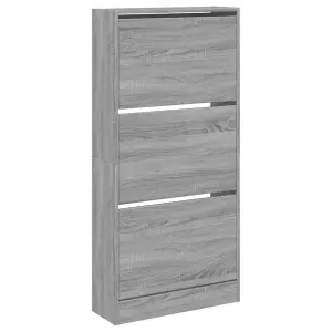 Berkfield Shoe Cabinet Grey Sonoma 60x21x125.5 cm Engineered Wood