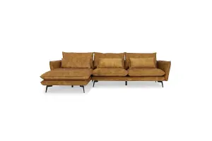 Savoy 3 Seater Velvet Sofa With Left Hand Chaise, Gold Velvet