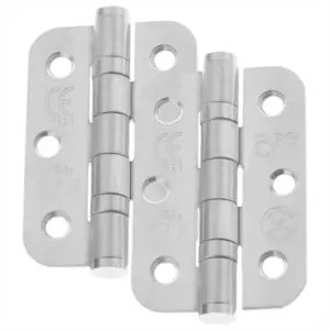 AFIT Satin Stainless Steel Stainless Ball Bearing Hinges Grade 7 - 76 x 50 x 2mm Radius Corners Pair