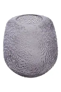 Interiors by Premier Colbie Medium Embossed Grey Glass Vase