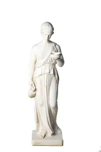 Classic White Stone Woman statue with a Tea Set