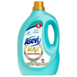 Asevi Max sanitiser hypoallergenic Laundry Detergent Washing 50 Washes 2.5L (Pack of 6)