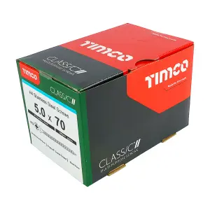 TIMCO Classic Multi-Purpose Countersunk A4 Stainless Steel Woodcrews - 5.0 x 70 (200pcs)