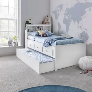 Venus White Guest Bed With Drawers And Trundle With Spring Mattresses