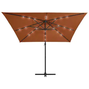 Berkfield Cantilever Umbrella with LED lights Terracotta 250x250 cm