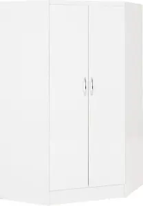 Nevada 2 Door Corner Wardrobe in White Gloss Finish