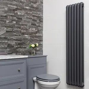 Estelle Grey Vertical Column Radiator - 1800x380mm