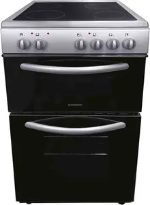 Statesman Atlas 50cm Double Oven Electric Ceramic Cooker Silver | Robert Dyas