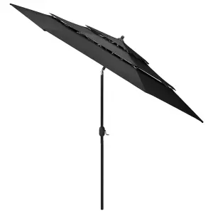 Berkfield 3-Tier Parasol with Aluminium Pole Anthracite 3 m