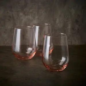 Queensway Home & Dining Combo Pack of 470ml 12 Pcs Pink Coloured Highball Tall & Tumbler Short Cocktails Juice Glasses