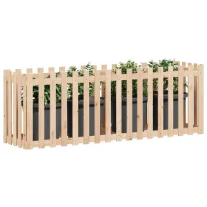 Berkfield Garden Raised Bed with Fence Design 200x50x70 cm Solid Wood Pine