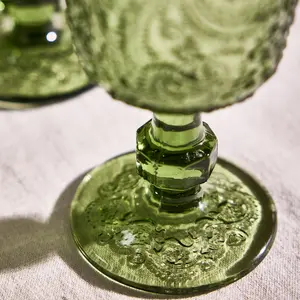 Set of 12 Luxury Bright Green Drinking Wine Glass Wine Goblets 300ml