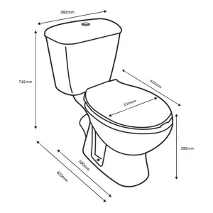 Bubly Bathrooms™ 550mm Vanity Unit and Close Coupled WC Dual Flush Toilet Matt Black Tap & Waste Set