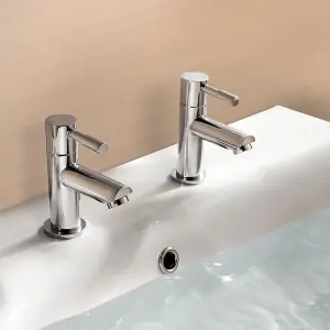 Nes Home Hot and Cold Basin Taps & Waste Chrome