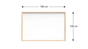 ALLboards Whiteboard dry erase magnetic surface wooden natural frame 180x100cm