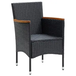 Berkfield Garden Dining Chairs 4 pcs Poly Rattan Black