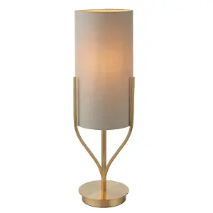 Finn Satin Brushed Gold Natural Lined Shade 1 Light Table Light