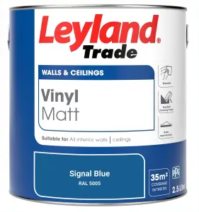 Leyland Trade Vinyl Matt Walls & Ceilings Emulsion Paint Signal Blue (RAL 5005) 2.5L