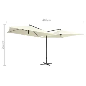 Berkfield Double Parasol with Steel Pole 250x250 cm Sand White