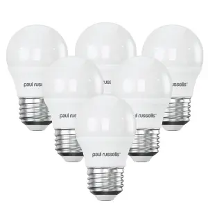 paul russells LED Golf Dimmable Bulb Edison Screw ES E27, 5.5W 470Lumens G45, 40w Equivalent, 4000K Cool/Natural White, Pack of 6