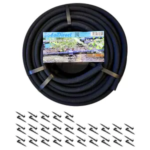 Soaker Hose, Porous Pipe, 50 m / 164 ft Long, REACH Compliant, Water Saving up to 70% + 50 Ground Pegs