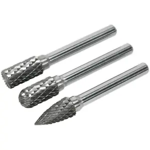 10mm Tungsten Carbide Rotary Burr Bits Set - 3 Pack with Varied Cutting Heads for Metal Work