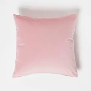 Homescapes Pink Velvet Cushion, 45 x 45 cm