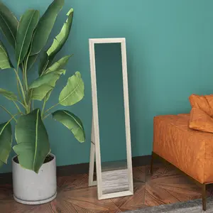 Mahalet Rectangle Wood Floor Mirror Grey