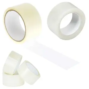 2 Rolls 50mm x 66m Clear Low Noise Acrylic Super Sticky Packaging Tape for Sealing Parcels & Boxes