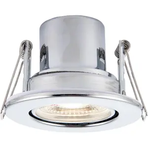 Recessed Tiltable Ceiling Downlight - Dimmable 8.5W Cool White LED Chrome Plate