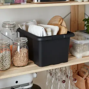 Fitty Black 14L Plastic Stackable Storage box