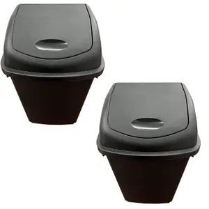 1 x 50L Black Home Kitchen Office Plastic Rubbish Bin With Swing Lid