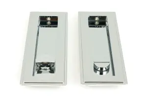 From The Anvil Polished Chrome 175mm Art Deco Rectangular Pull -Privacy Set