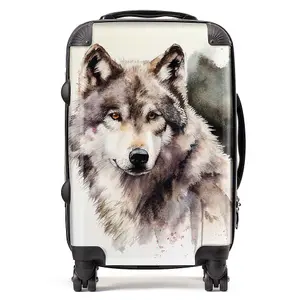 Loyal Wolf Watercolour Suitcase - Cabin