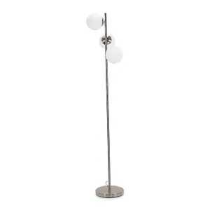 ValueLights Jas Black 3 Way Floor Lamp with White Frosted Glass Globe Shades - LED Bulbs Included