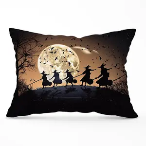 A Group Of Witches Riding Broomsticks Cushions 33cm x 48cm