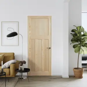 Fortia 4 panel Unglazed Victorian Natural Pine veneer Internal Timber Door, (H)1981mm (W)762mm (T)35mm