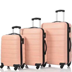 ABS Hard Shell Travel Trolley Suitcase 4 Wheel Luggage Set Hand Luggage 24 Inch Pink