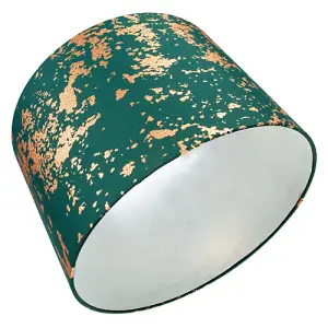 Modern Green Cotton Fabric Lampshade with Copper Foil Decor for Table or Ceiling