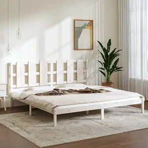 Berkfield Bed Frame White Solid Wood Pine 200x200 cm