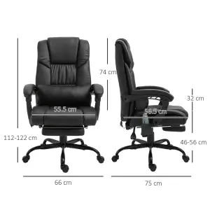 Vinsetto PU Massage Office Chair Height Adjustable Computer Chair Black