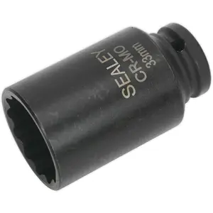 33mm Bi-Hex Deep Impact Socket - Durable 1/2 Inch Drive Chromoly Tool