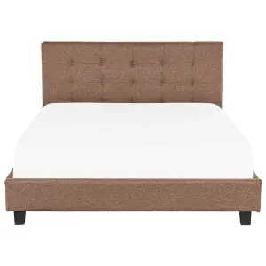 Fabric EU Super King Size Bed Brown LA ROCHELLE