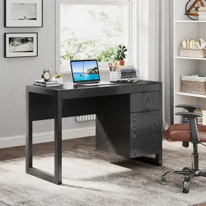 Costway Modern Computer Desk w/ Storage Cabinet & Drawer Home Office Writing Table White