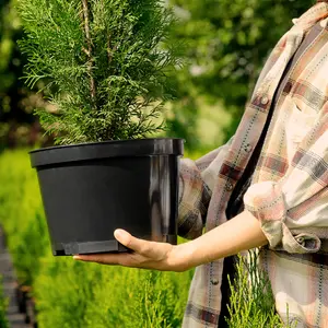 3 x 15L Round Black Plant Pots For Growing Garden Plants & Herb Outdoor Growers