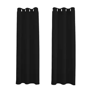 Black Eyelet Total Blackout Thermal Curtains - 46 x 54 Inch Drop - 2 Panel